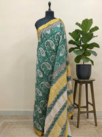 Green Maheshwari Silk Cotton Saree 