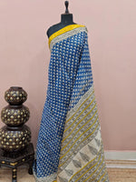 Royal Blue Maheshwari Silk Cotton Saree 