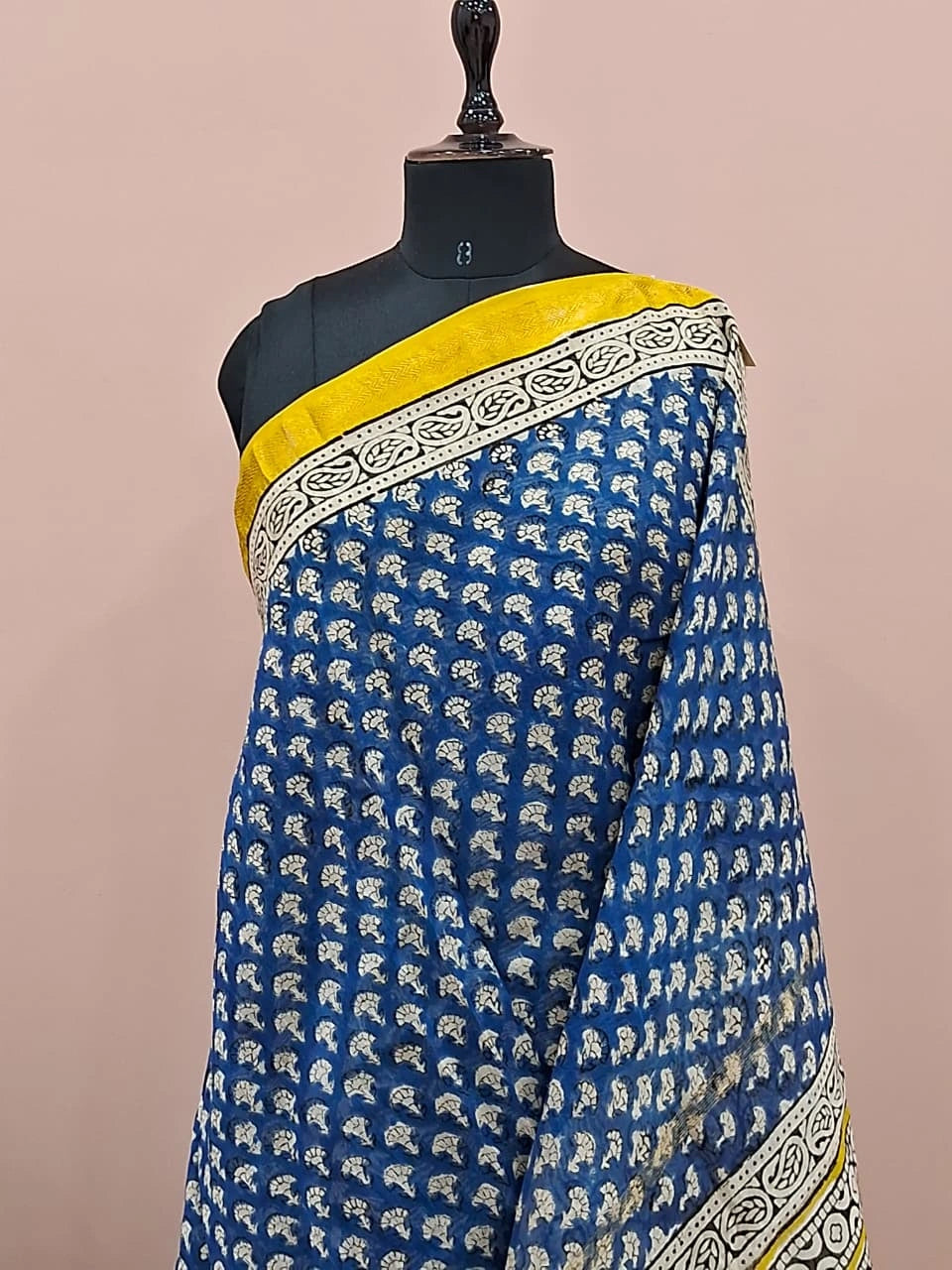 Royal Blue Maheshwari Silk Cotton Saree 1