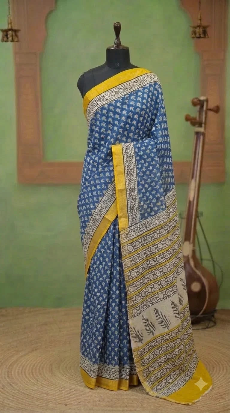 Royal Blue Maheshwari Silk Cotton Saree