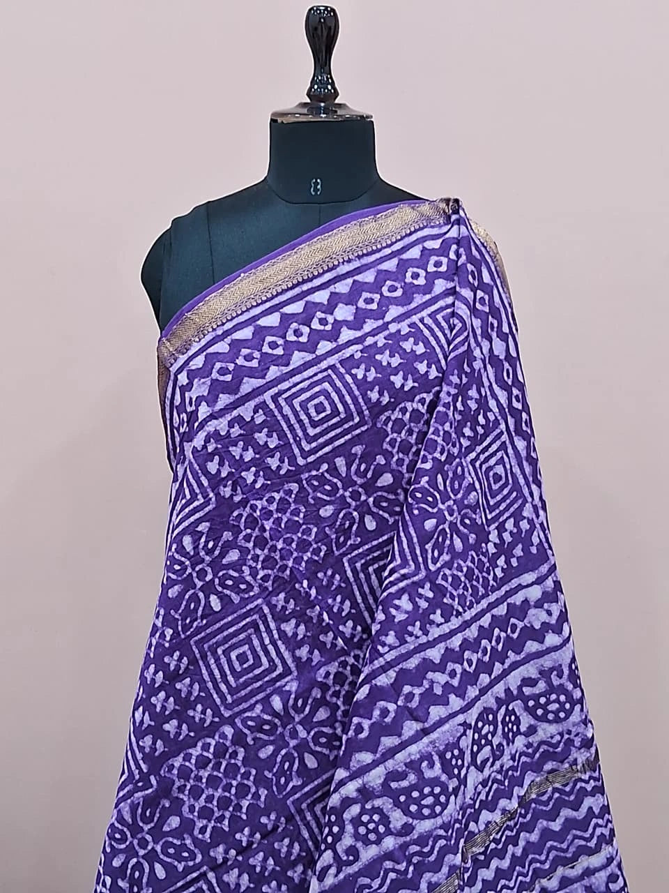 Purple Maheshwari Silk Cotton Saree 1