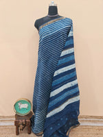Blue Maheshwari silk cotton saree