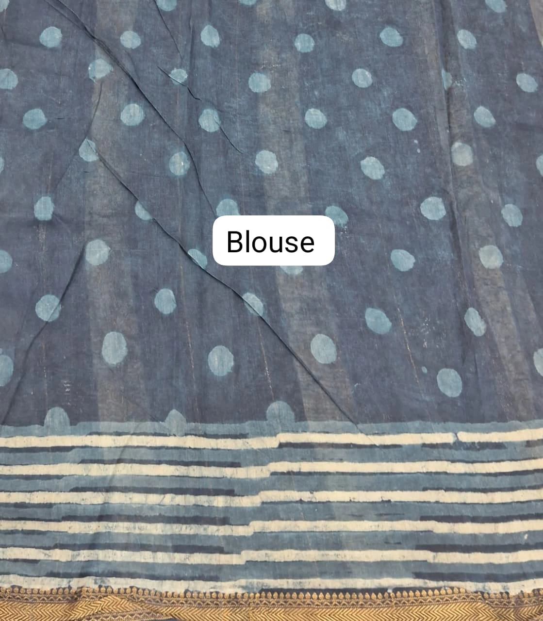 Blue Maheshwari silk cotton saree blousw