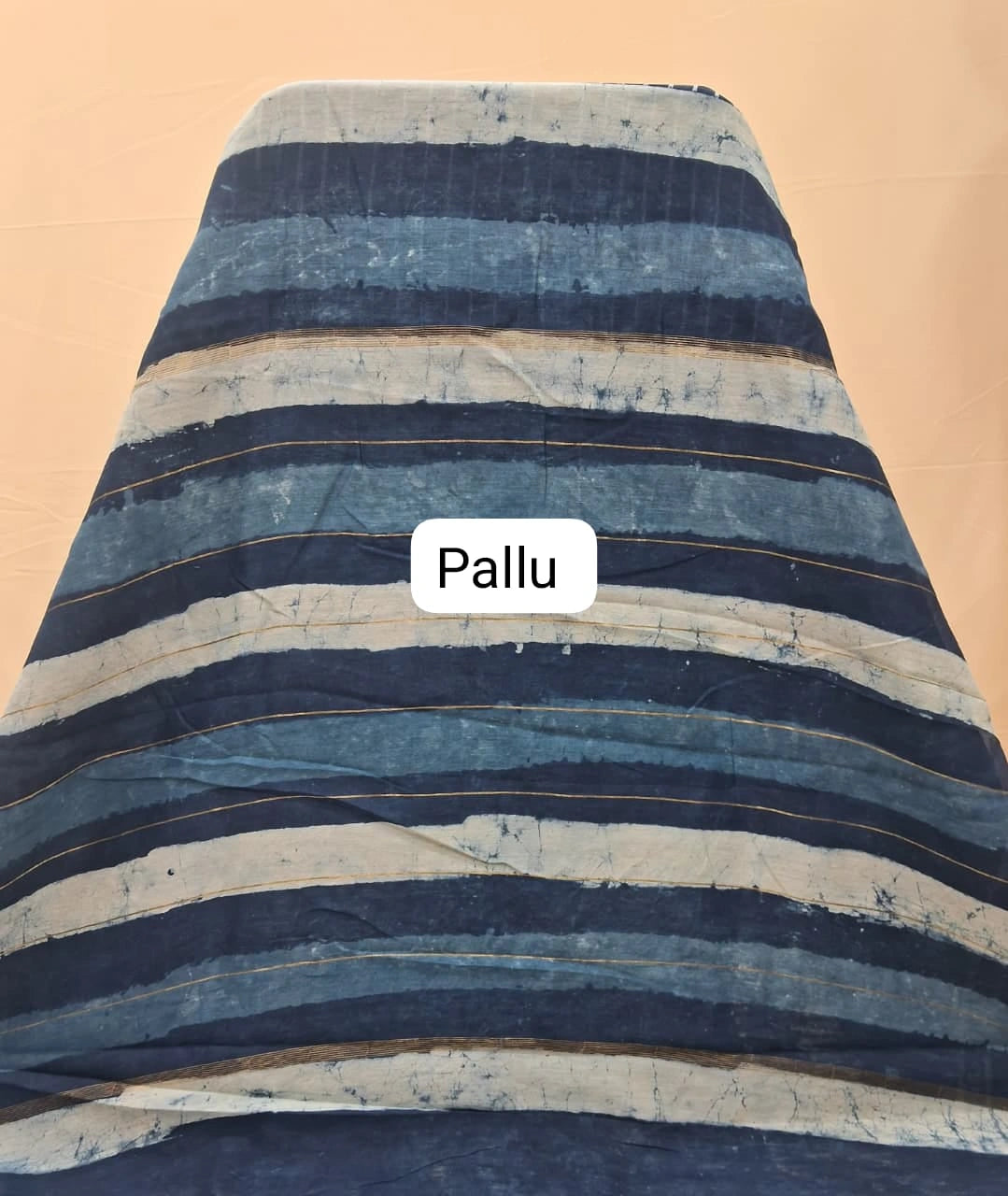 Blue Maheshwari silk cotton saree pallu