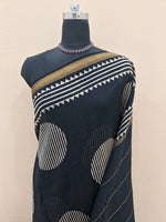 Black Maheshwari silk cotton saree 1