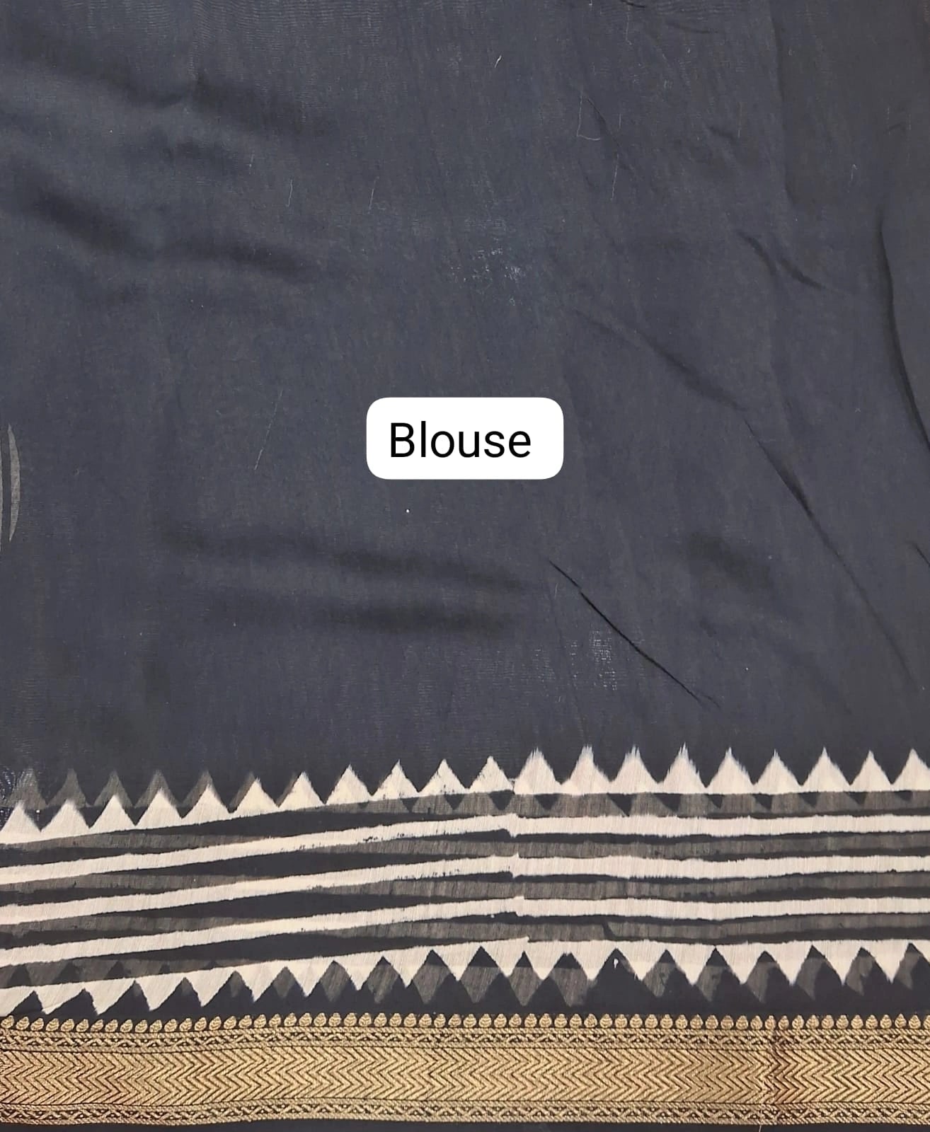 Black Maheshwari silk cotton saree Blouse