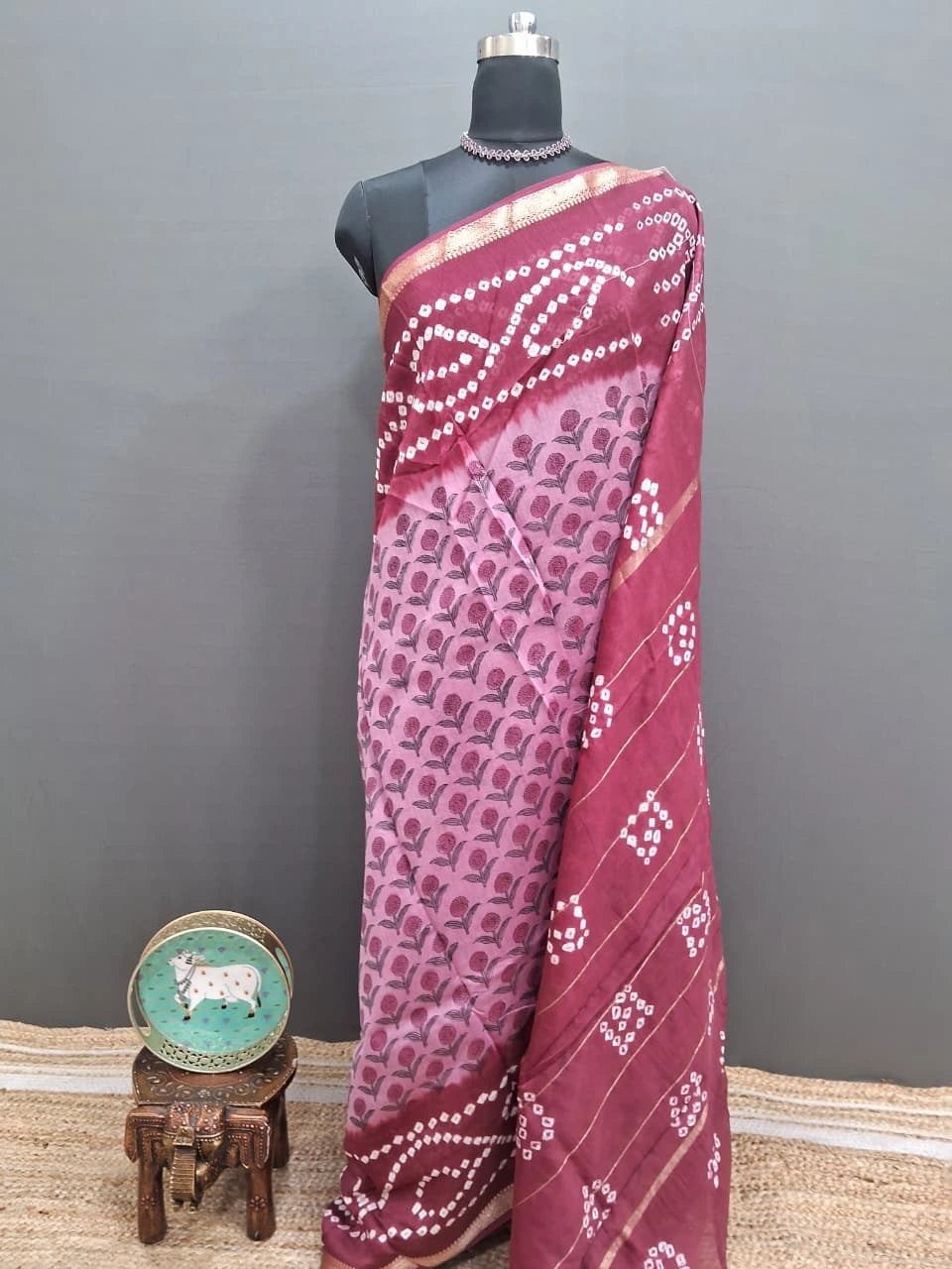 Light pink Maheshwari silk cotton saree