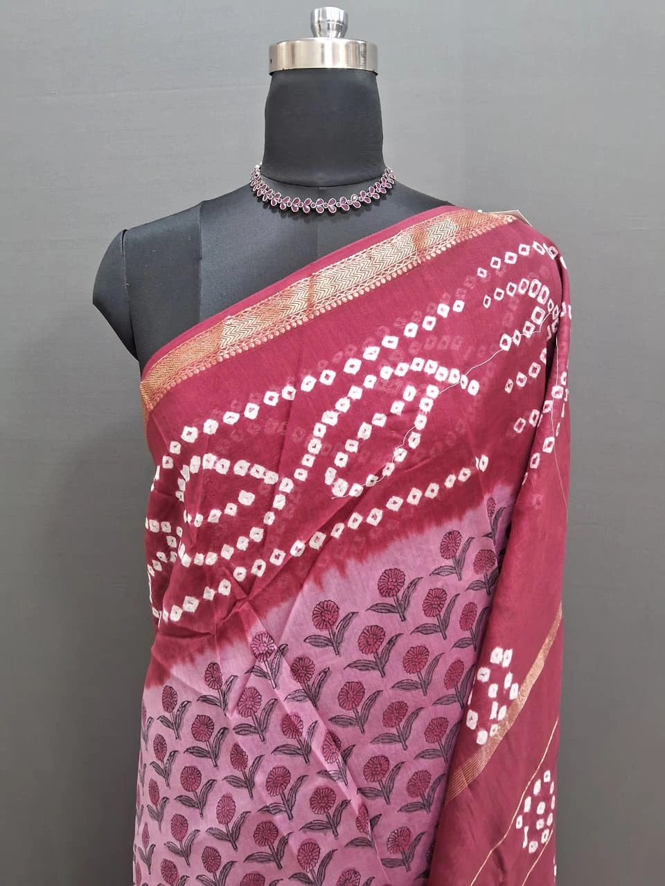 Light pink Maheshwari silk cotton saree 1