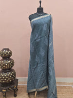 Dark Grey Maheshwari Silk Cotton Saree