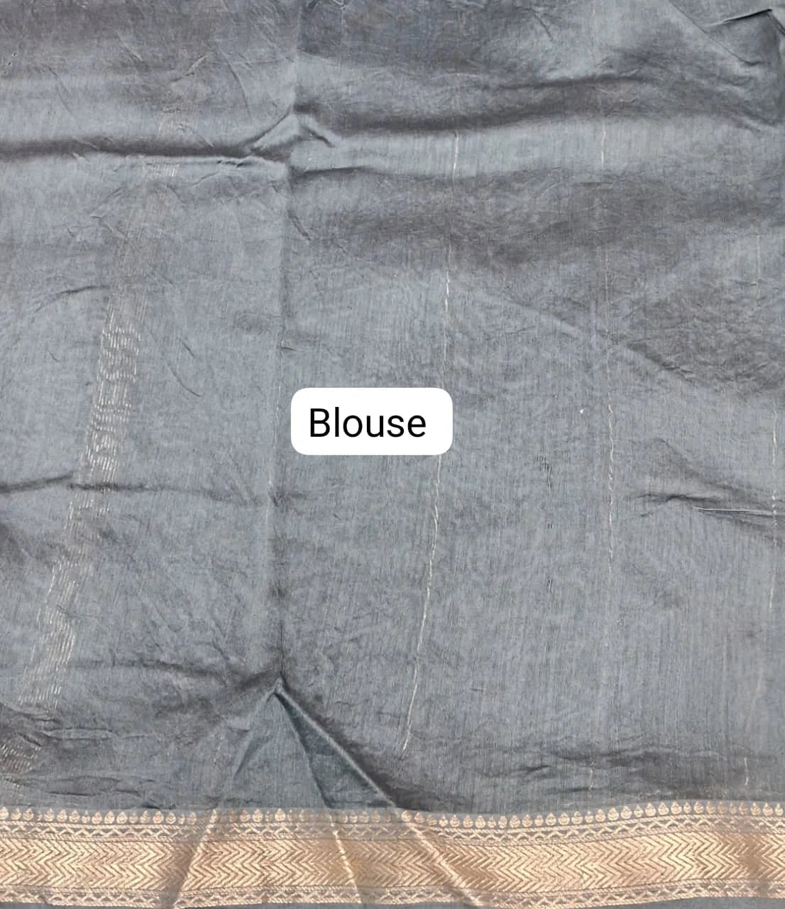 Dark Grey Maheshwari Silk Cotton Saree Blouse