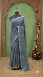 Dark Grey Maheshwari Silk Cotton Saree