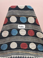 Pure Black Maheshwari Silk Cotton Saree Pallu