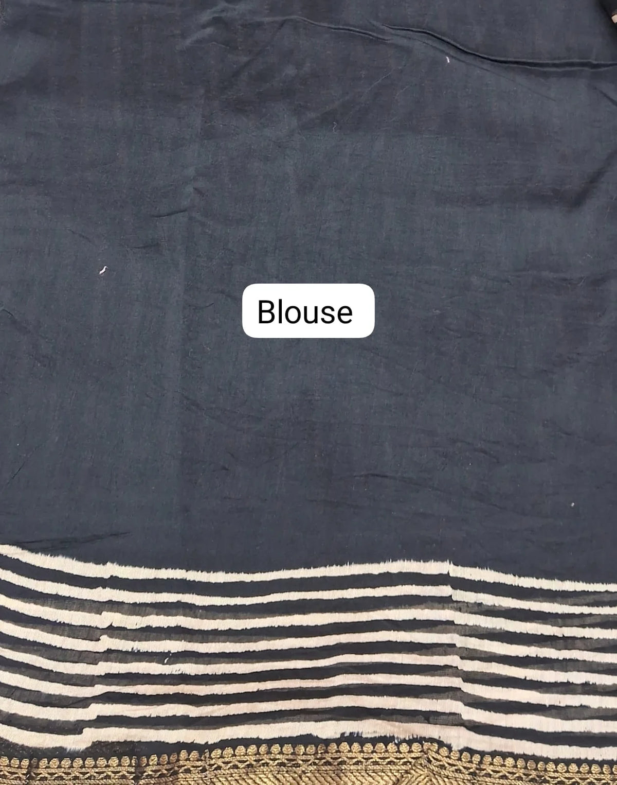 Pure Black Maheshwari Silk Cotton Saree Blouse