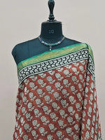 Brick Red Maheshwari Silk Cotton Saree 1