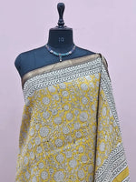 Yellow Maheshwari Silk Cotton Saree 1