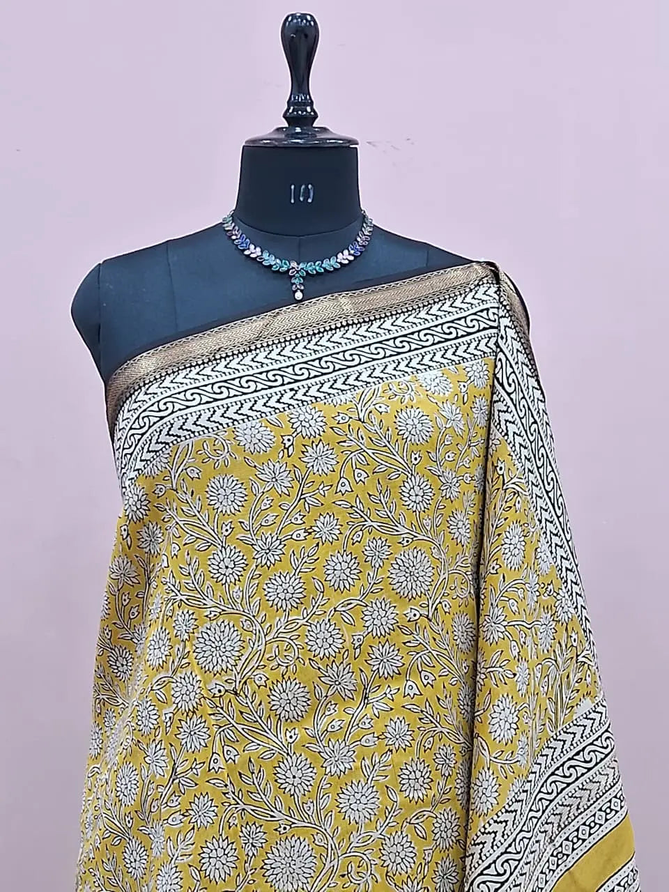 Yellow Maheshwari Silk Cotton Saree 1