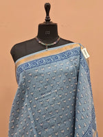 Baby Blue Maheshwari Silk Cotton Saree  1