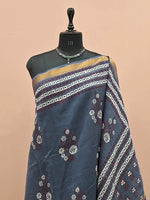 Dark Grey Maheshwari Silk Cotton Saree 1