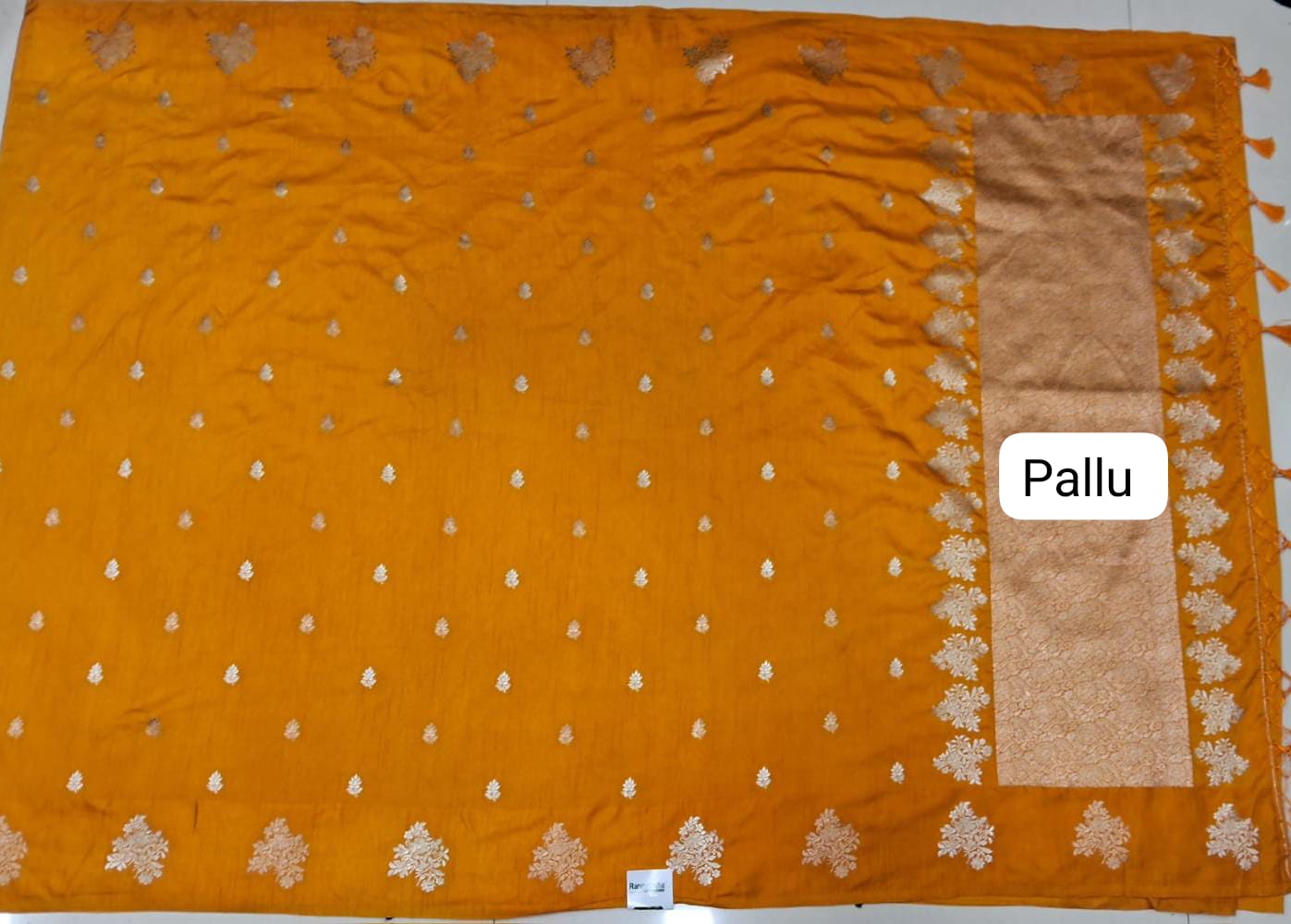 Mango Yellow Mashru Silk Saree Pallu