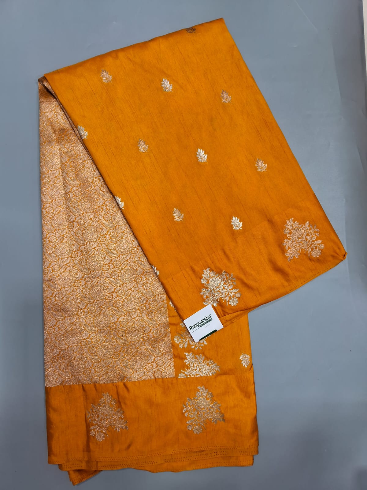 Mango Yellow Mashru Silk Saree