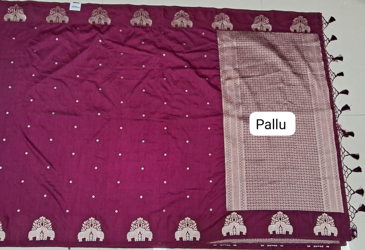 Maroon Mashru Silk Saree Pallu