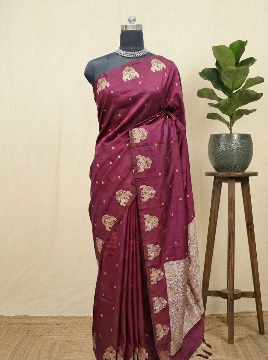 Maroon Mashru Silk Saree