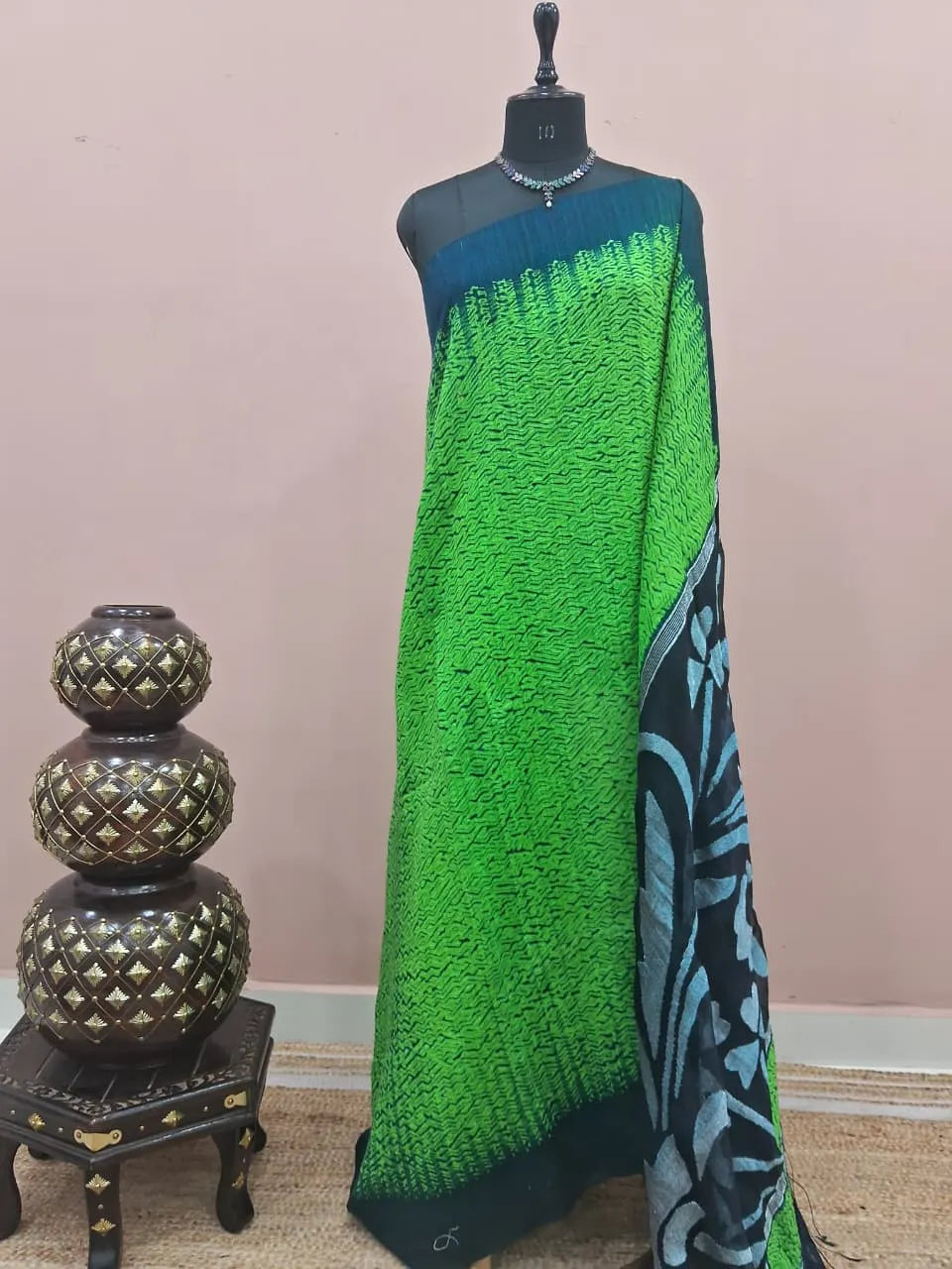 Leaf Green Pure Matka Silk Saree