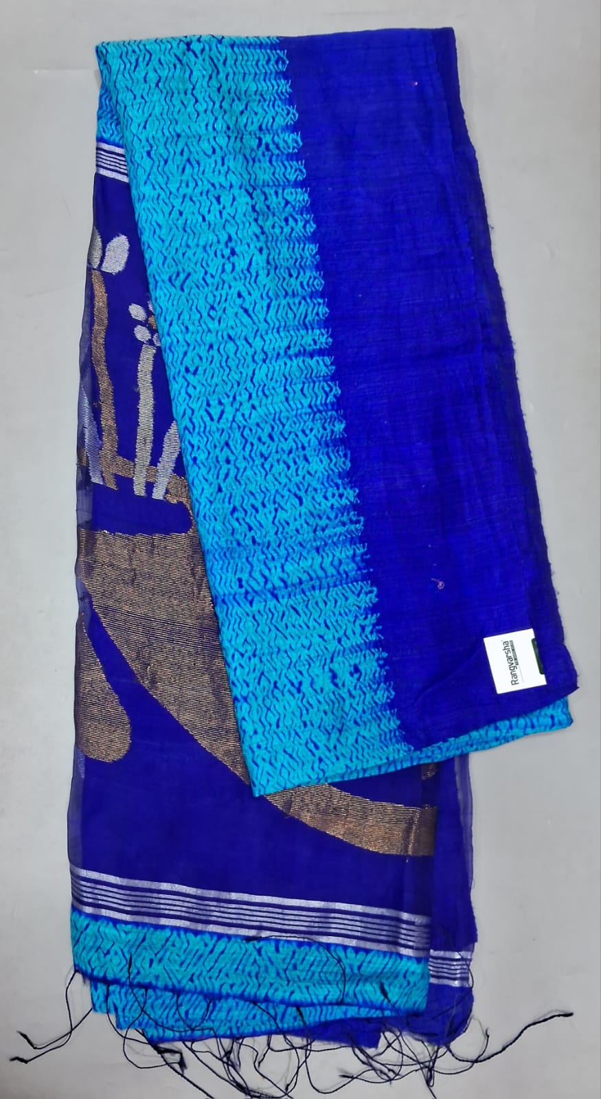 Caribbean Blue Pure Matka Silk Saree