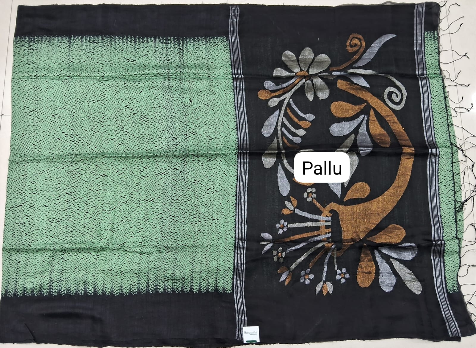 Mint Green Pure Matka Silk Saree  Pallu