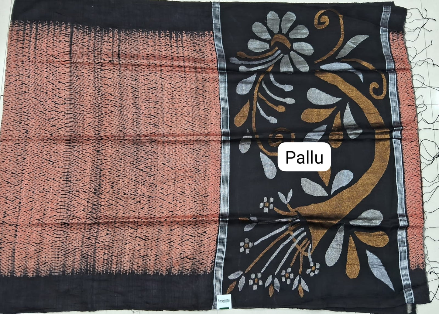 Peach Pure Matka Silk Saree Pallu