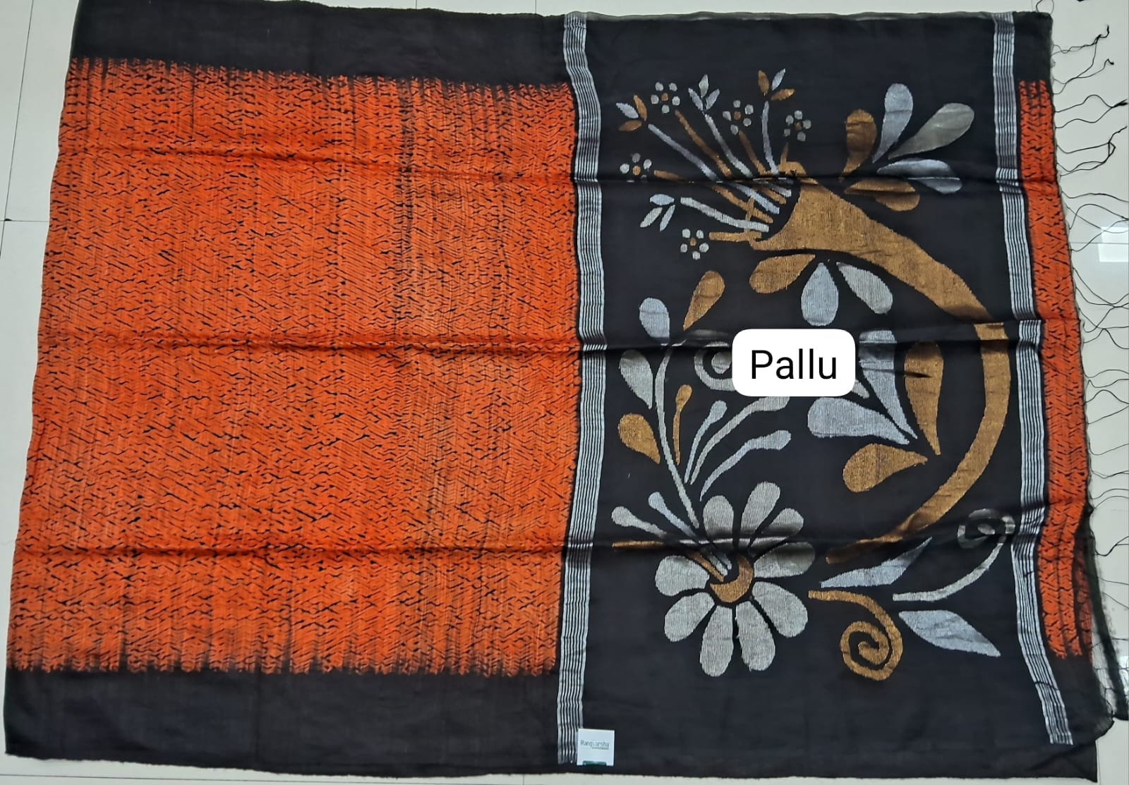 Orange Pure Matka Silk Saree  Pallu