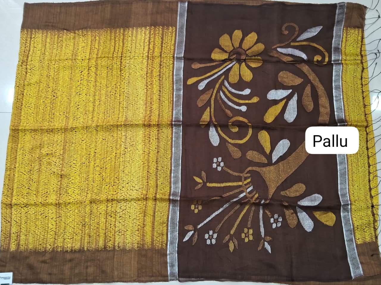 Mango Yellow Pure Matka Silk Saree Pallu