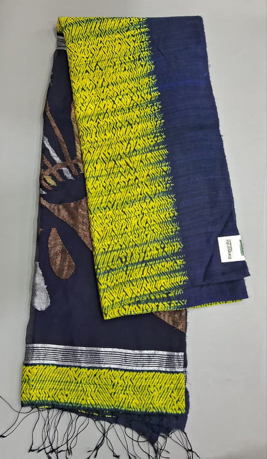 Citron Green Pure Matka Silk Saree