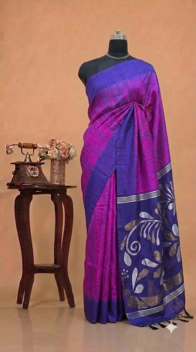 Raspberry Pink Pure Matka Silk Saree