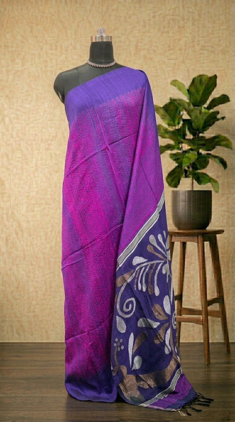 Raspberry Pink Pure Matka Silk Saree