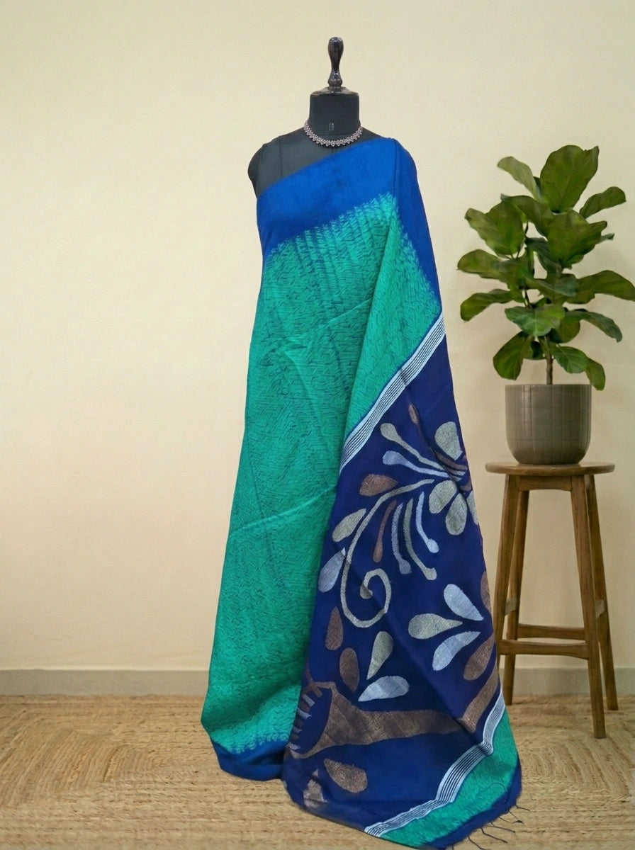 Rama Green Pure Matka Silk Saree