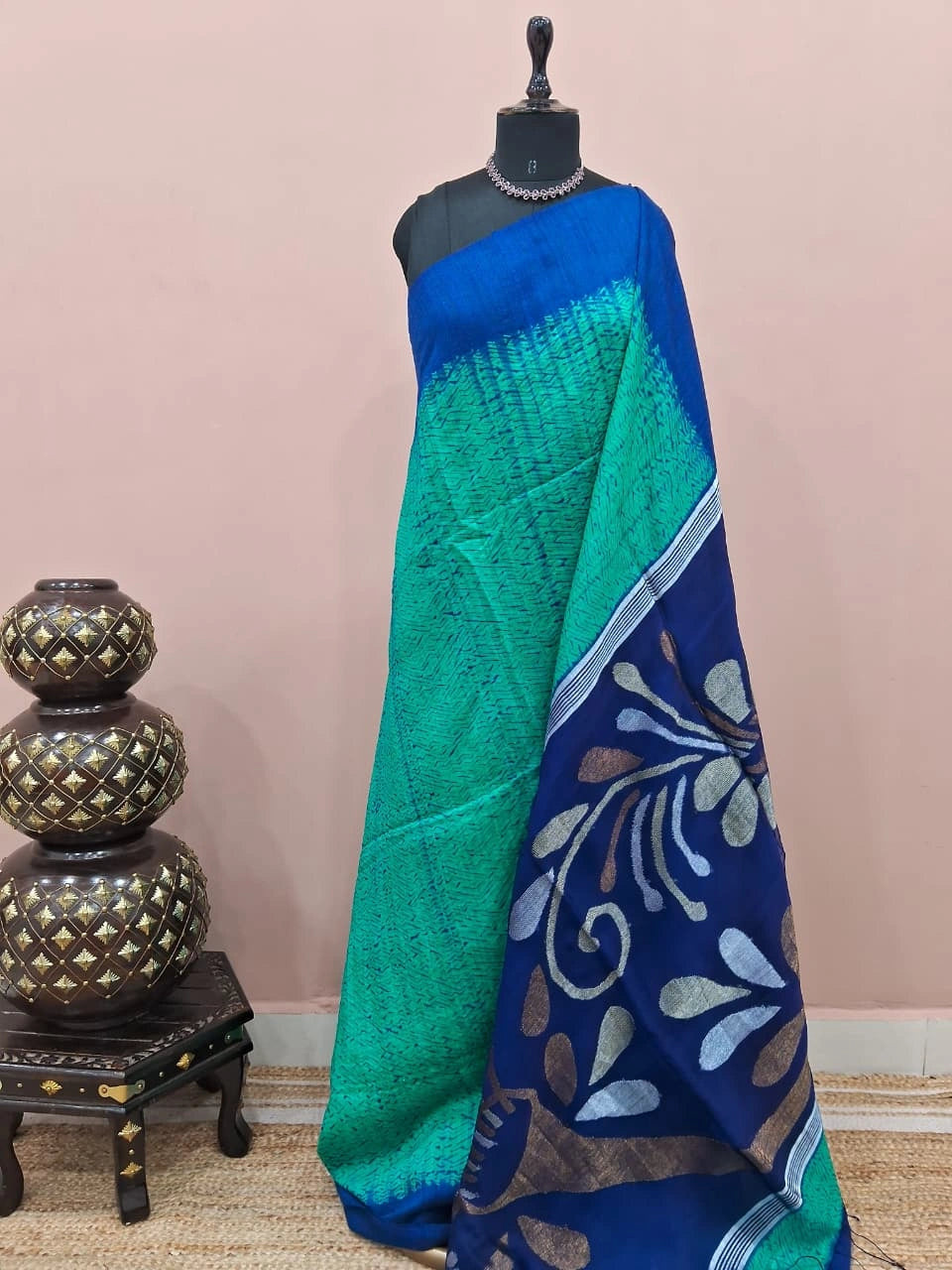 Rama Green Pure Matka Silk Saree