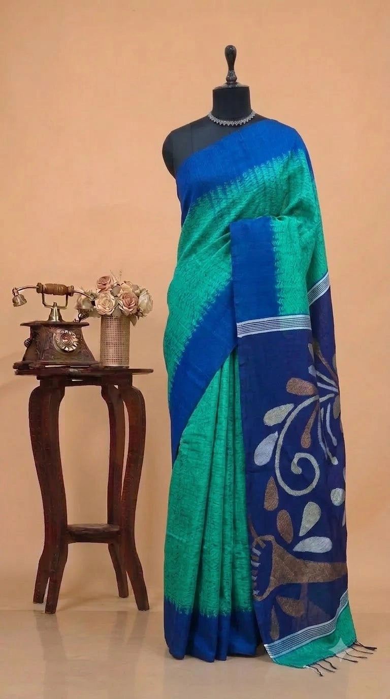 Rama Green Pure Matka Silk Saree