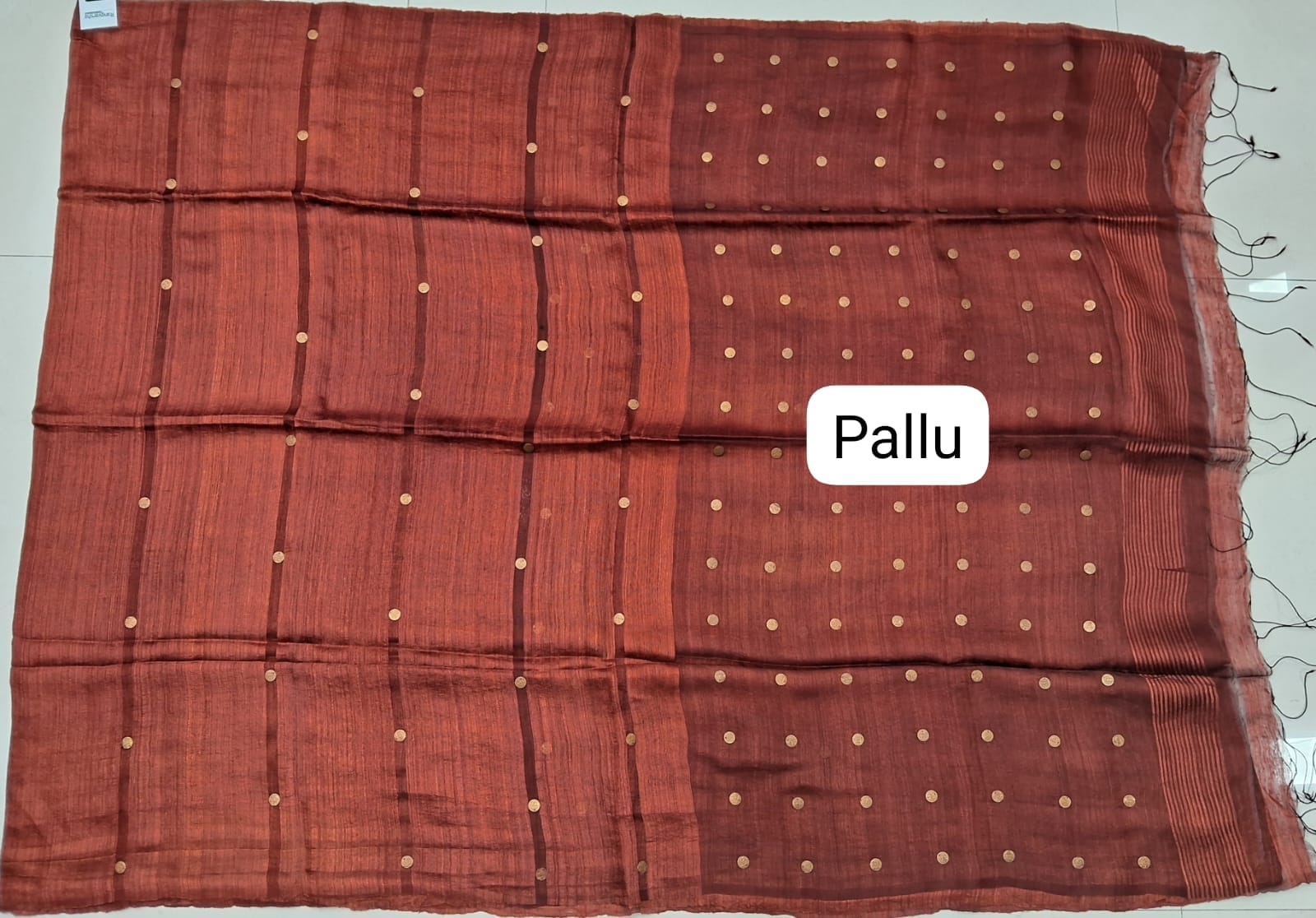 Brick Red Pure Matka Silk Saree Pallu