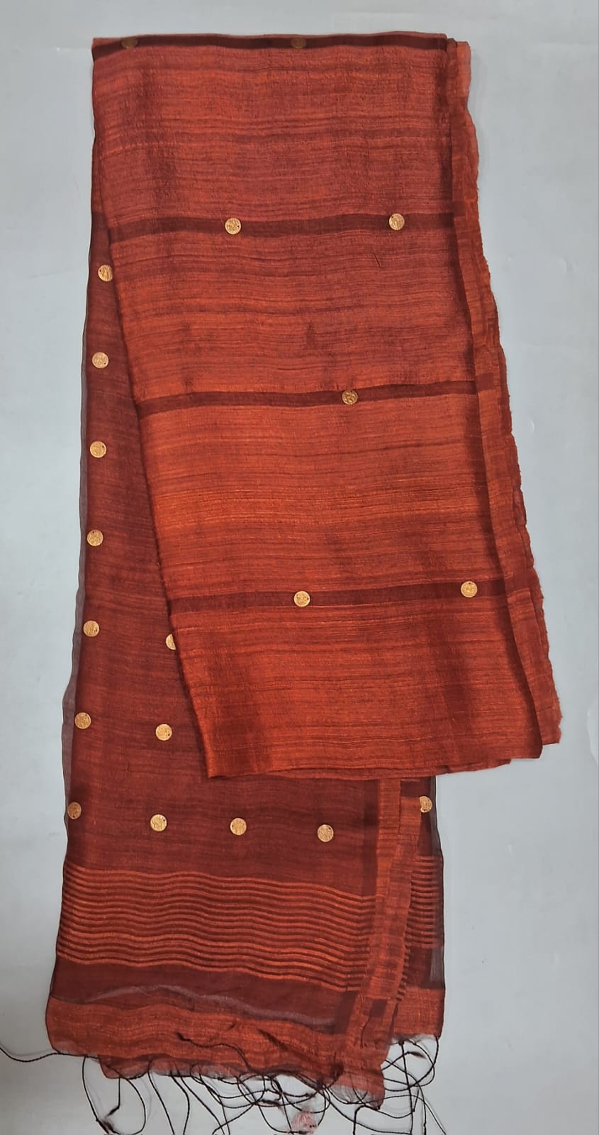 Brick Red Pure Matka Silk Saree