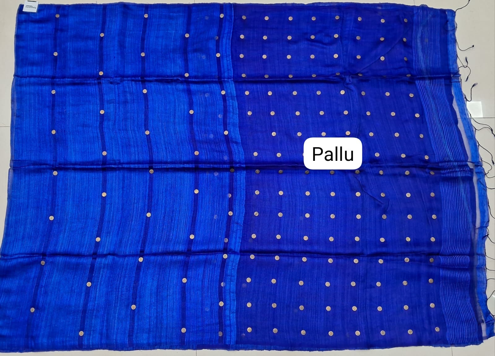 Navy Blue Pure Matka Silk Saree Pallu