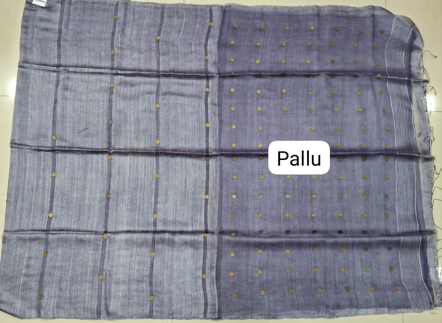 Grey Pure Matka Silk Saree Pallu