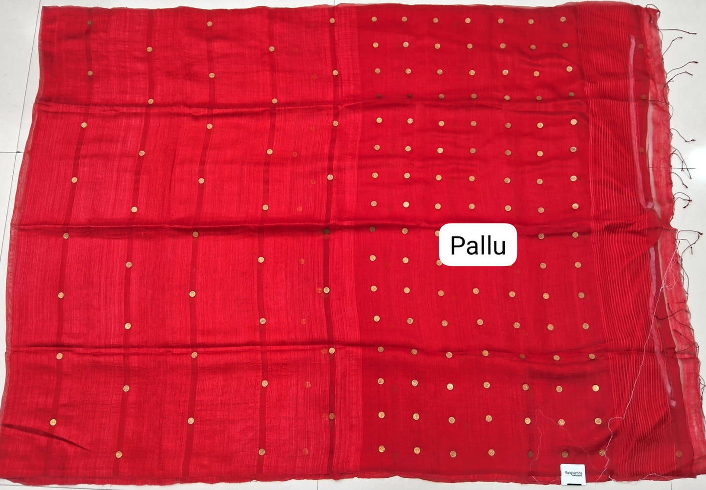 Candy Red Pure Matka Silk Saree Pallu