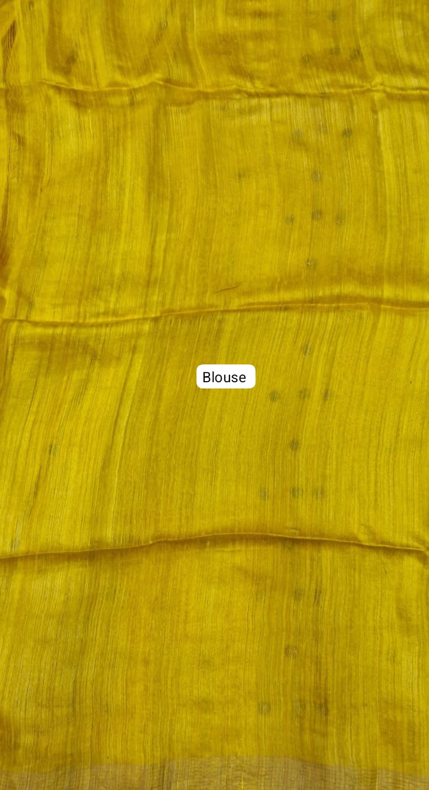 Yellow Pure Matka Silk Saree Blouse