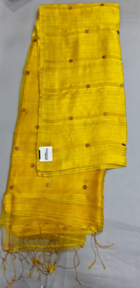 Yellow Pure Matka Silk Saree 