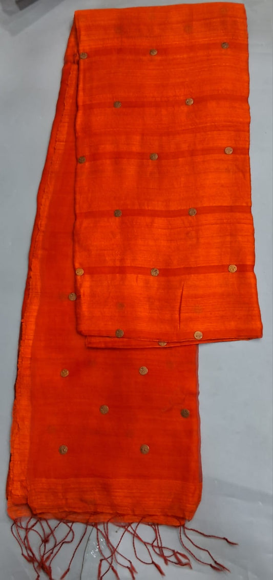 Orange Pure Matka Silk Saree