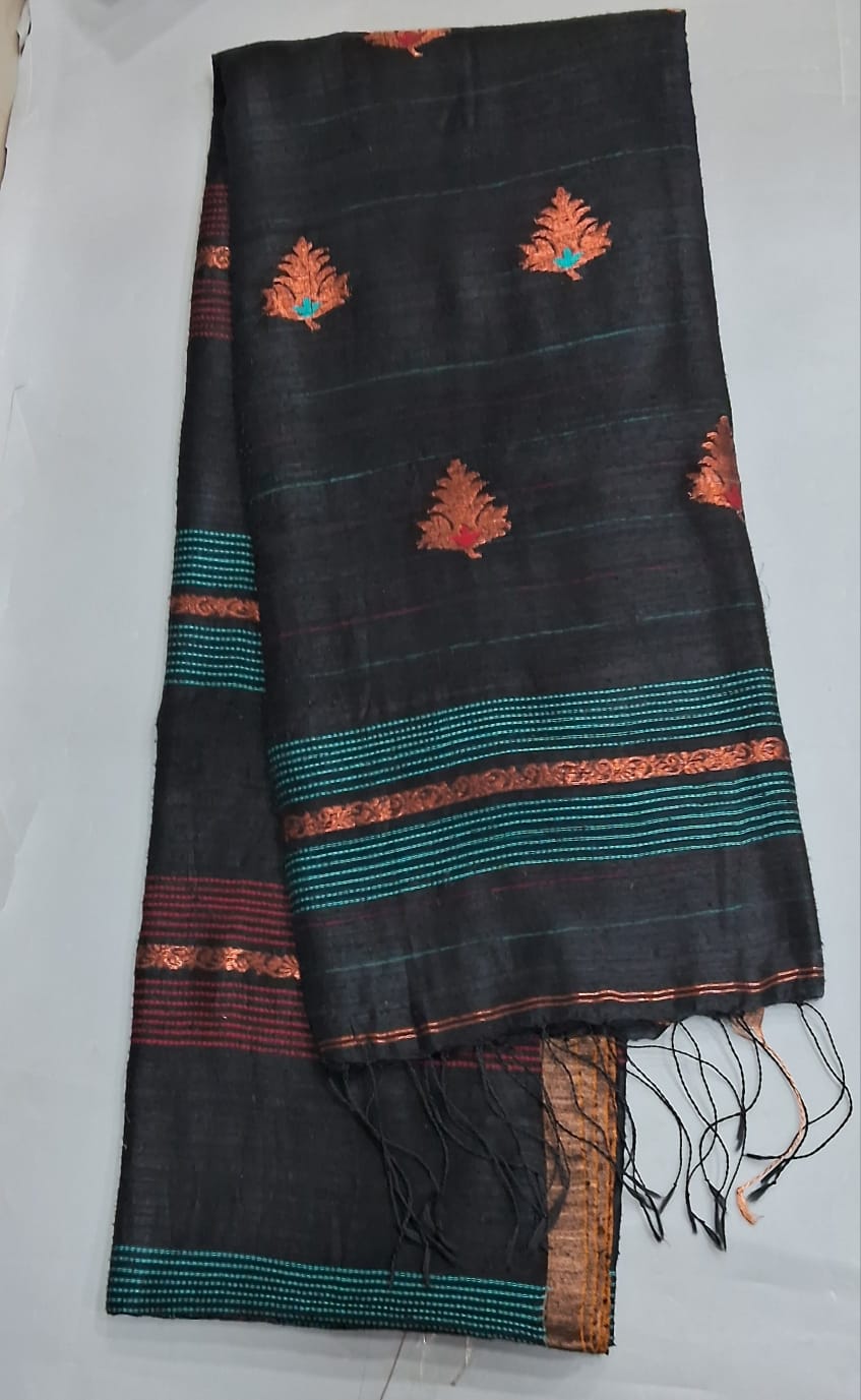 Black Pure Matka Silk Saree