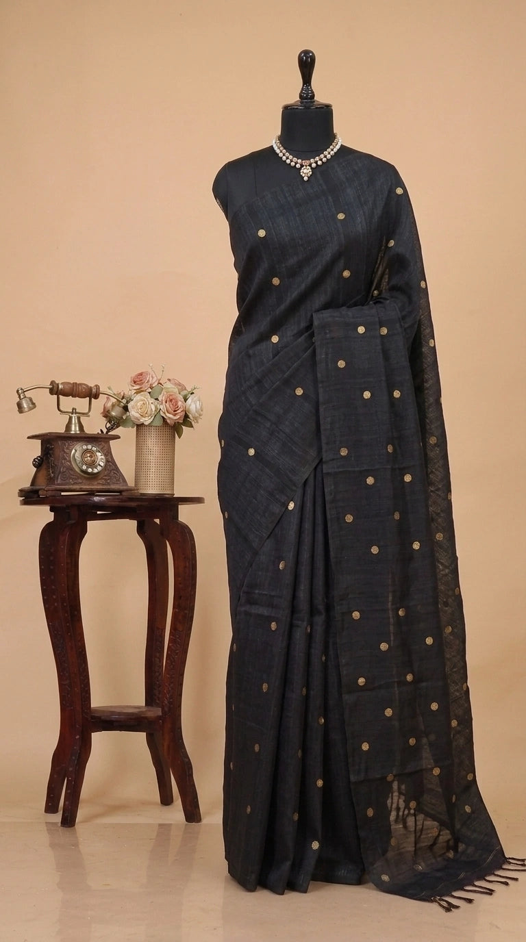 Black pure Matka Silk Saree 