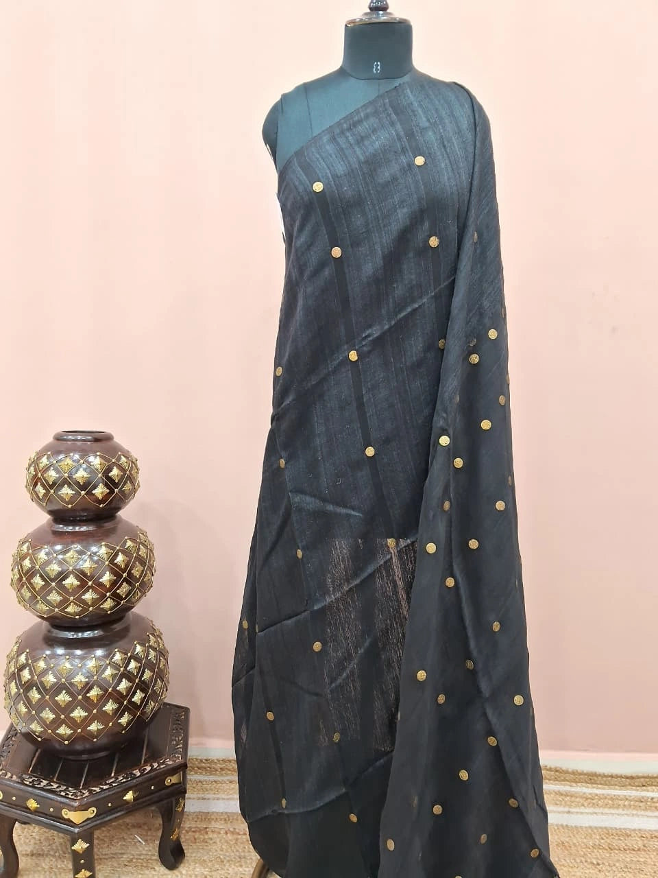 Black pure Matka Silk Saree 