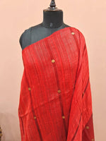 Dark orange pure Matka Silk Saree 1